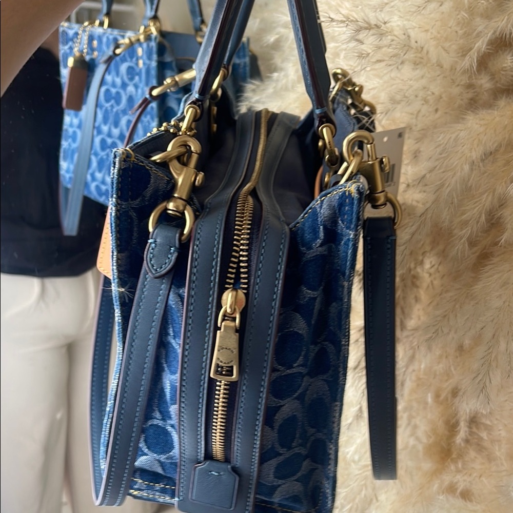 Coach Blue Denim Signature Bag Rogue 25 - Picture 5 of 7